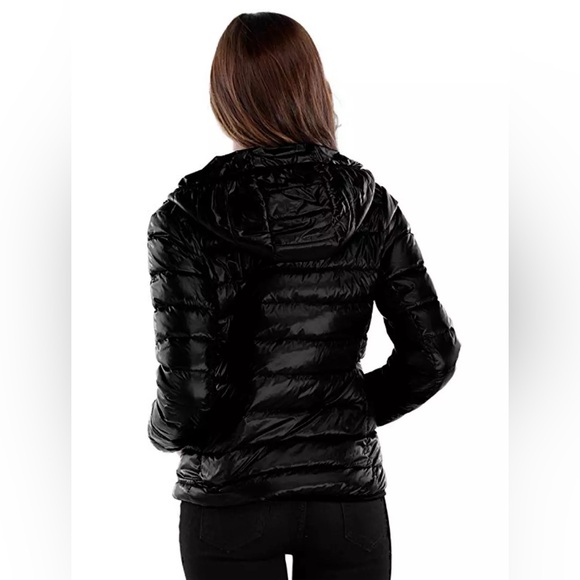 Sarin Mathews Black Lightweight Down Puffer Jacket Coat with Travel Pouch - Picture 5 of 10